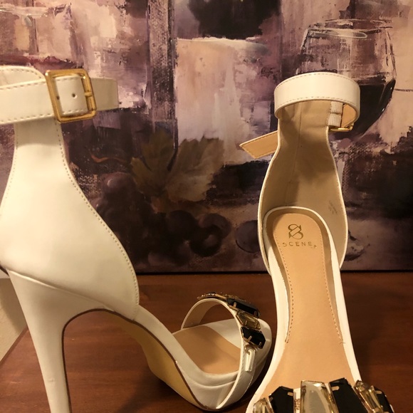 White Heel Sandals Worn Once - Picture 2 of 3